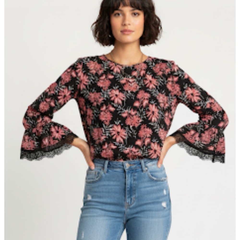 Harve Benard Floral Long Sleeve Blouse Size Large